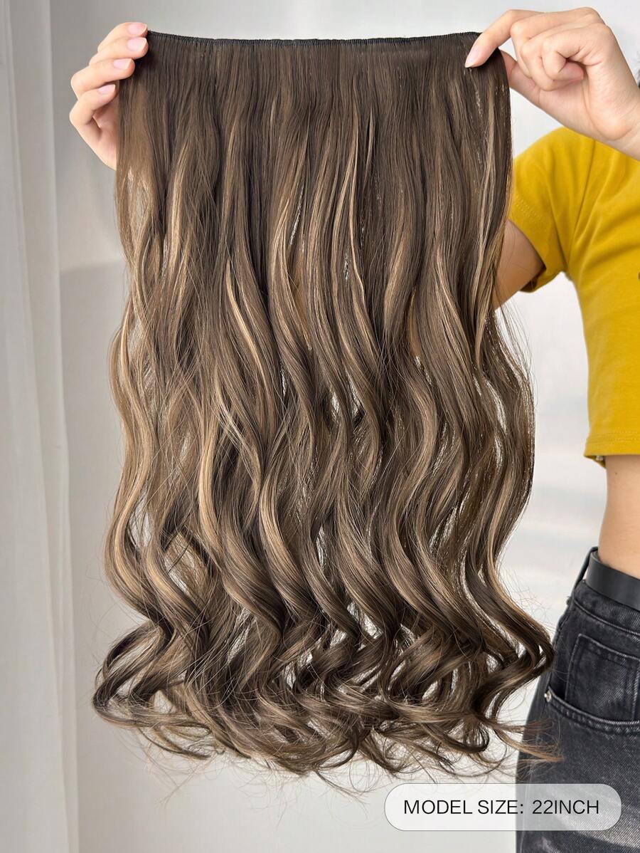 SHEIN وصلات شعر مجعد 20 بوصة بلون بني كستنائي