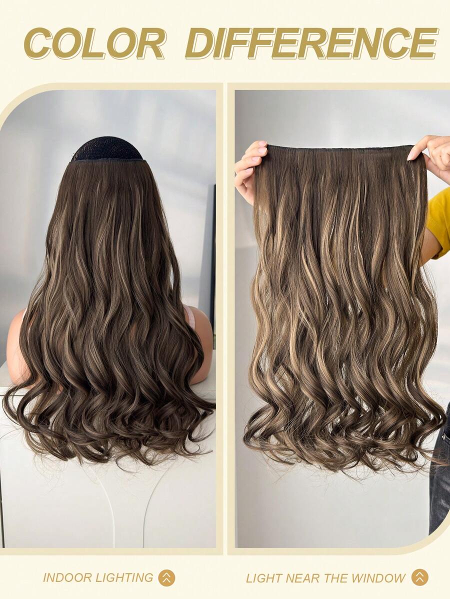 SHEIN وصلات شعر مجعد 20 بوصة بلون بني كستنائي