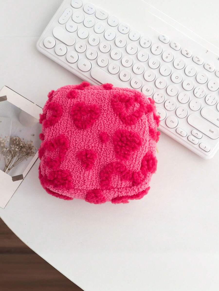 SHEIN حقيبة مكياج صغيرة محمولة بسحاب ونمط فيونكة