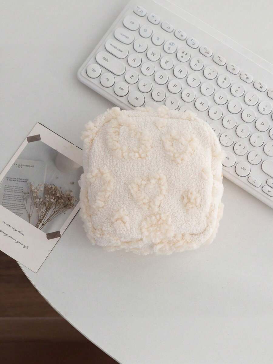 SHEIN حقيبة مكياج صغيرة محمولة بسحاب ونمط فيونكة