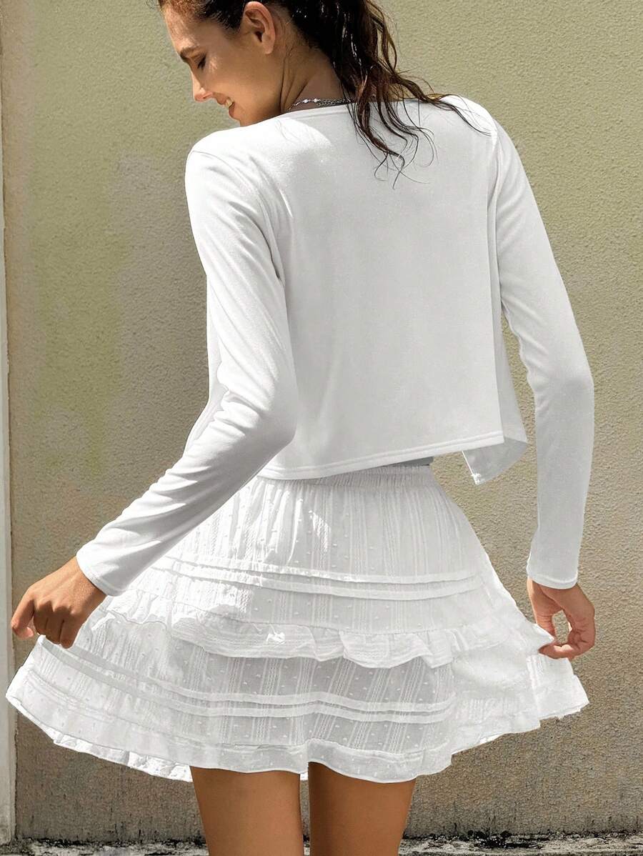 SHEIN INAWLY جاكيت نسائي خفيف بأزرار ببلون أبيض