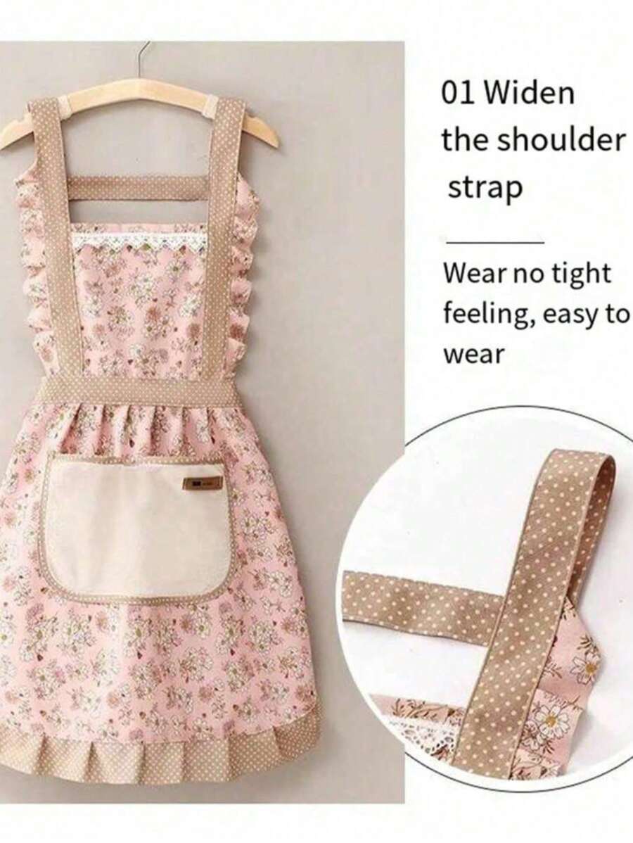 SHEIN فستان مطبخي منقوش بنمط أميرة مقاوم للزيت والبقع
