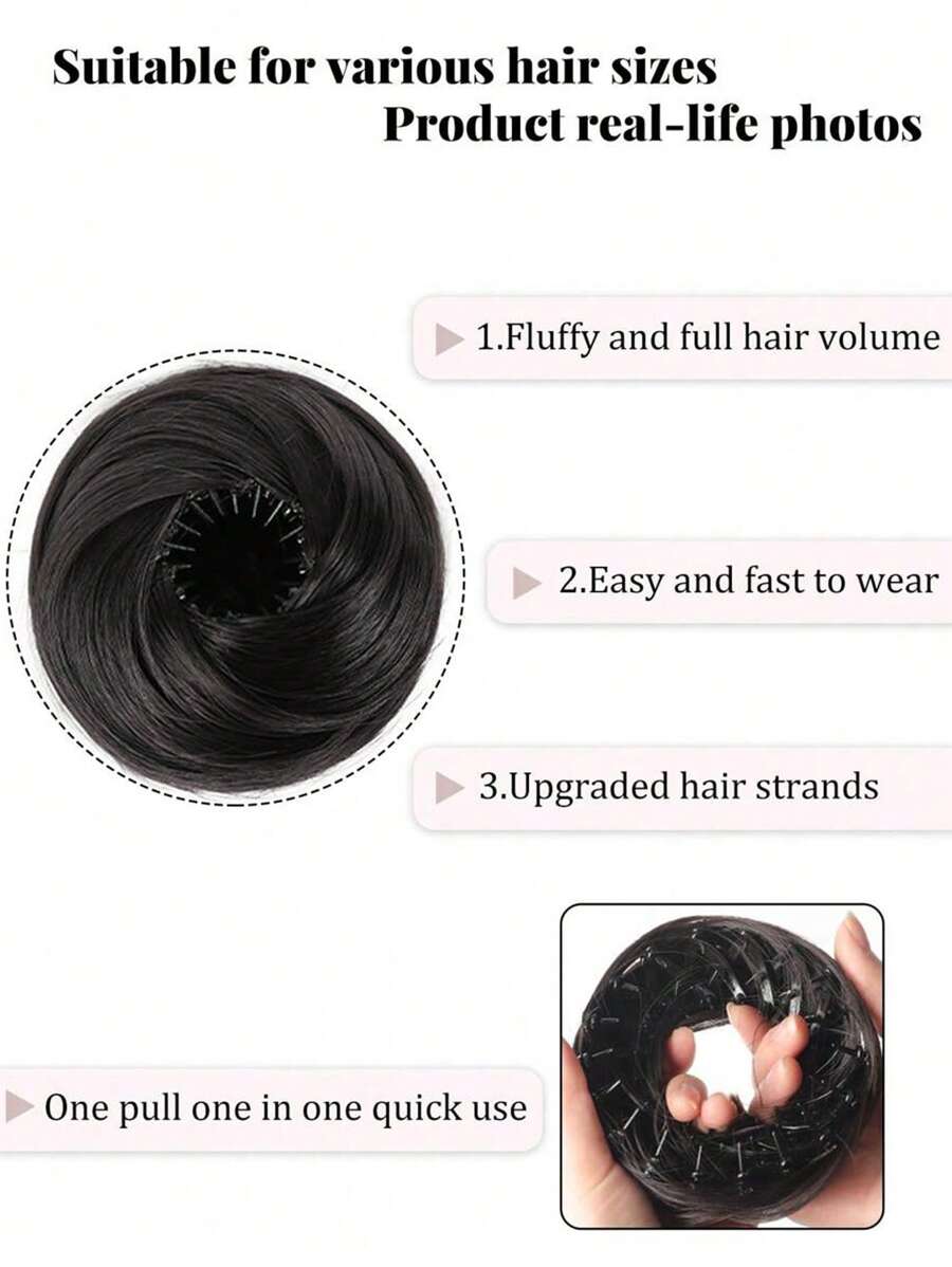 SHEIN كعكة شعر اصطناعية 4 بوصات بمشابك ألياف