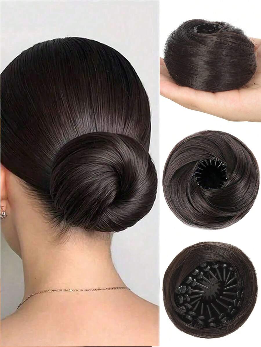 SHEIN كعكة شعر اصطناعية 4 بوصات بمشابك ألياف