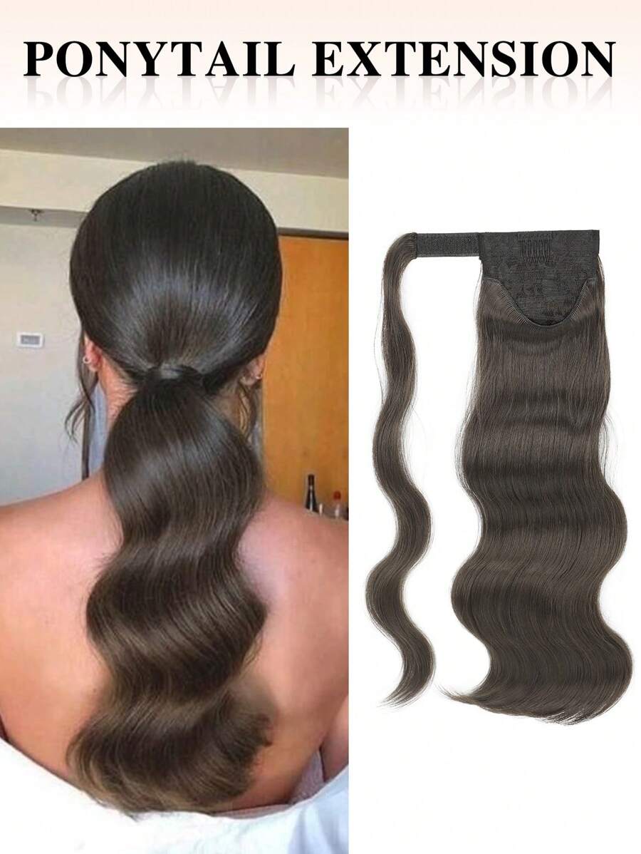 SHEIN nimoki امتداد ذيل حصان 18 بوصة بني داكن ألياف صناعية
