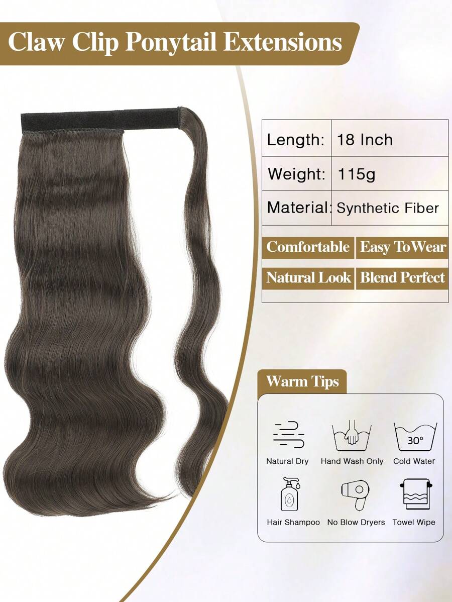 SHEIN nimoki امتداد ذيل حصان 18 بوصة بني داكن ألياف صناعية