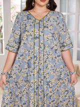SHEIN Lacomfia فستان للمقاسات كبيرة كاجوال فضفاض بطبعة زهور