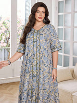 SHEIN Lacomfia فستان للمقاسات كبيرة كاجوال فضفاض بطبعة زهور