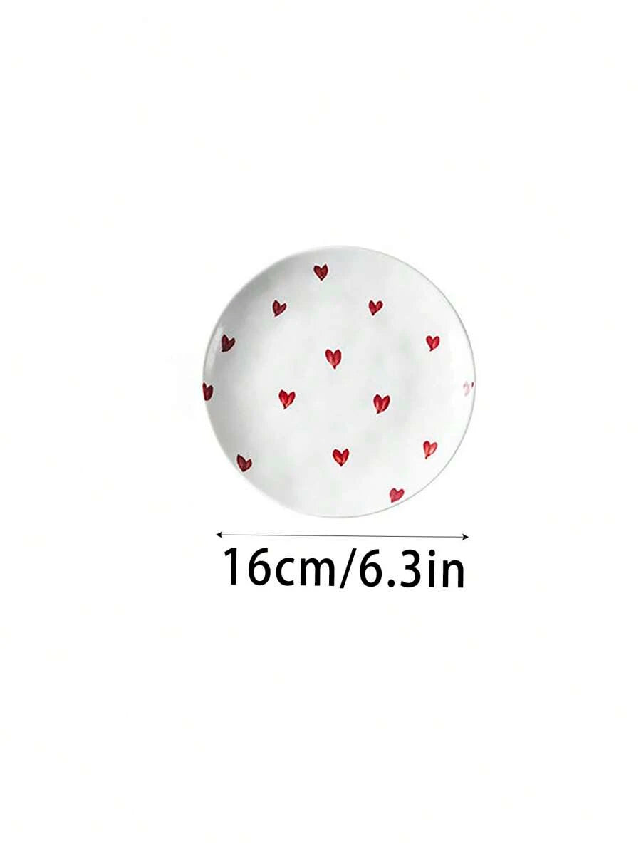 SHEIN صحن سيراميك بشكل قلب أحمر
