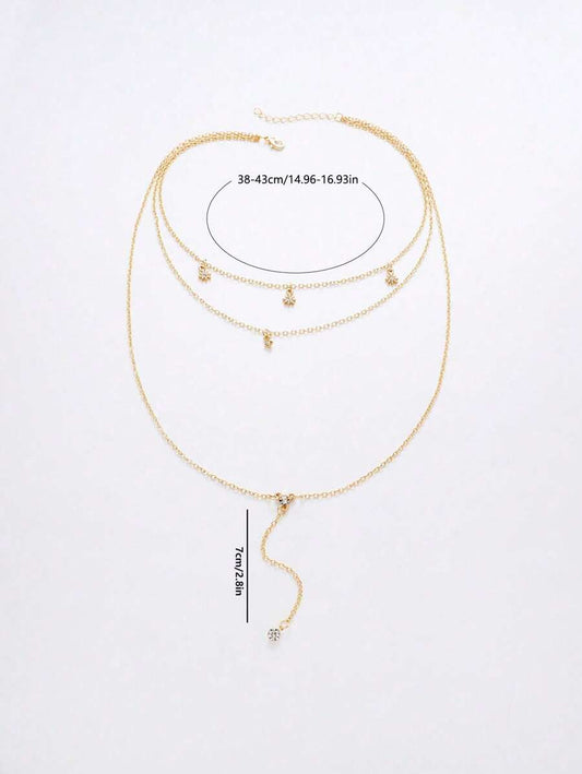 SHEIN قلادة نجمية متعددة الطبقات ذهبية