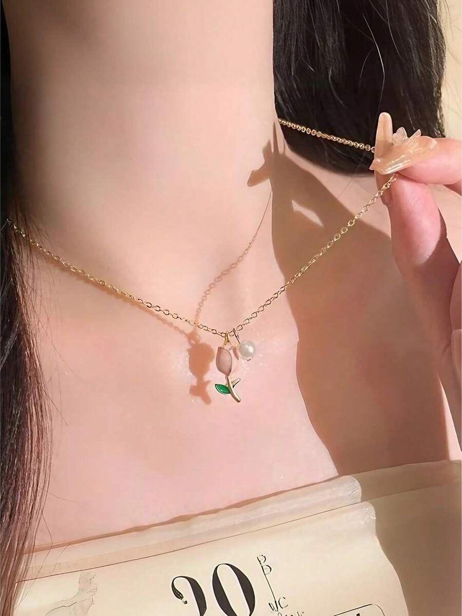 SHEIN طقم 3 قطع زهور توليب قطرة أنيقة