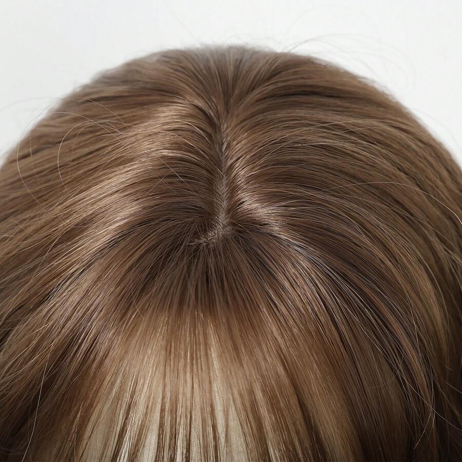 SHEIN شعر مستعار بني قصير مموج 12 بوصة مقاوم للحرارة