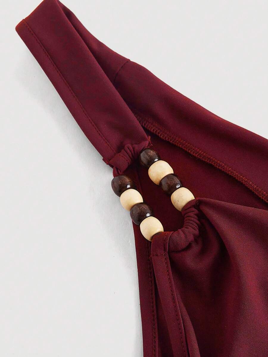 SHEIN MOD فستان قصير غير متماثل برقبة هالتر وكشكشة متعددة الطبقات بطابع فينتاج