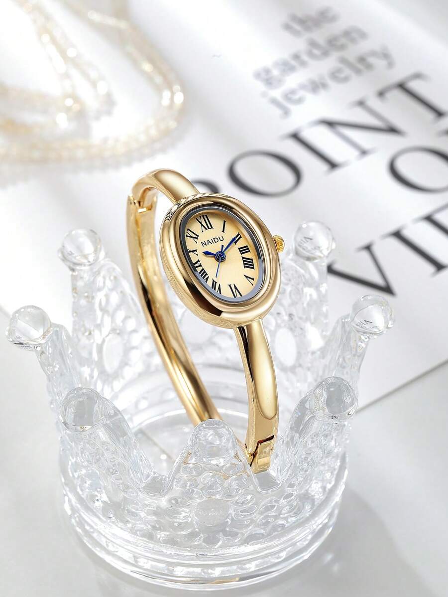 SHEIN ساعة نسائية ذهبية كوارتز بطراز عتيق