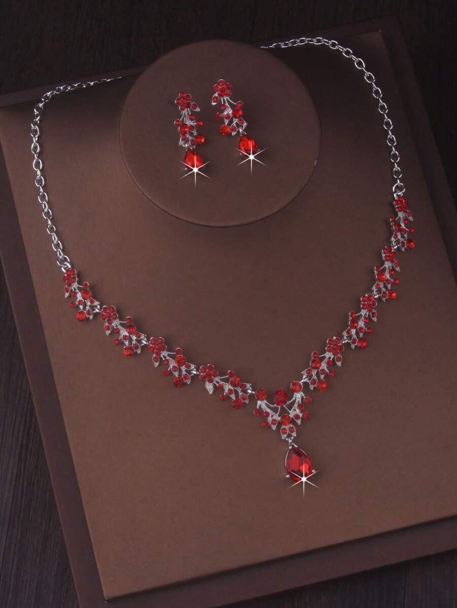 SHEIN طقم مجوهرات عرائس من الزركونيا والكريستال