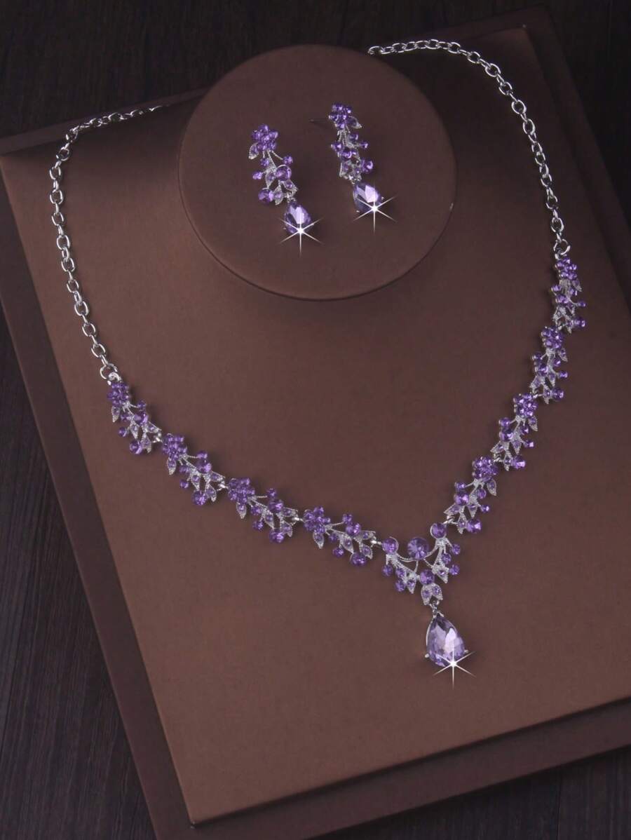 SHEIN طقم مجوهرات عرائس من الزركونيا والكريستال