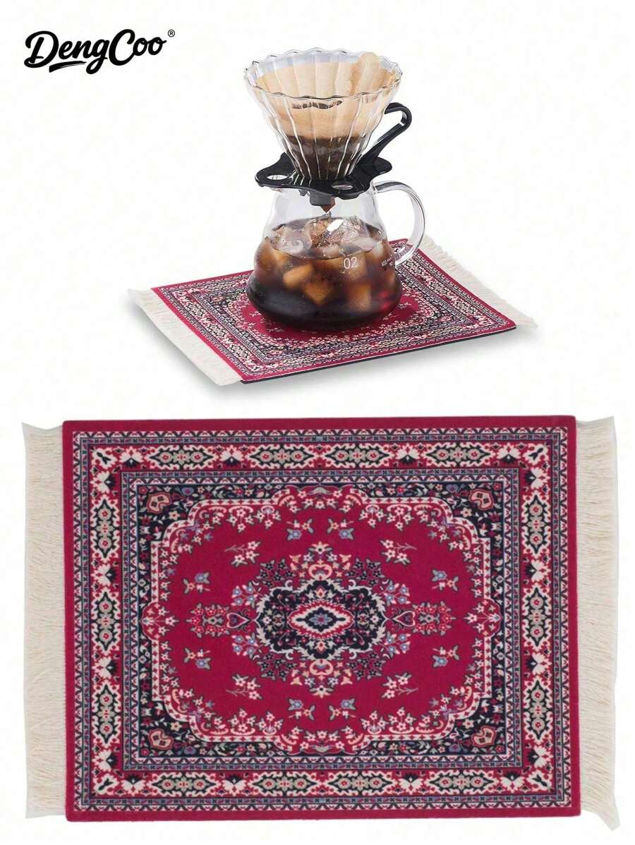 SHEIN سجادة قهوة مقاومة للحرارة والانزلاق