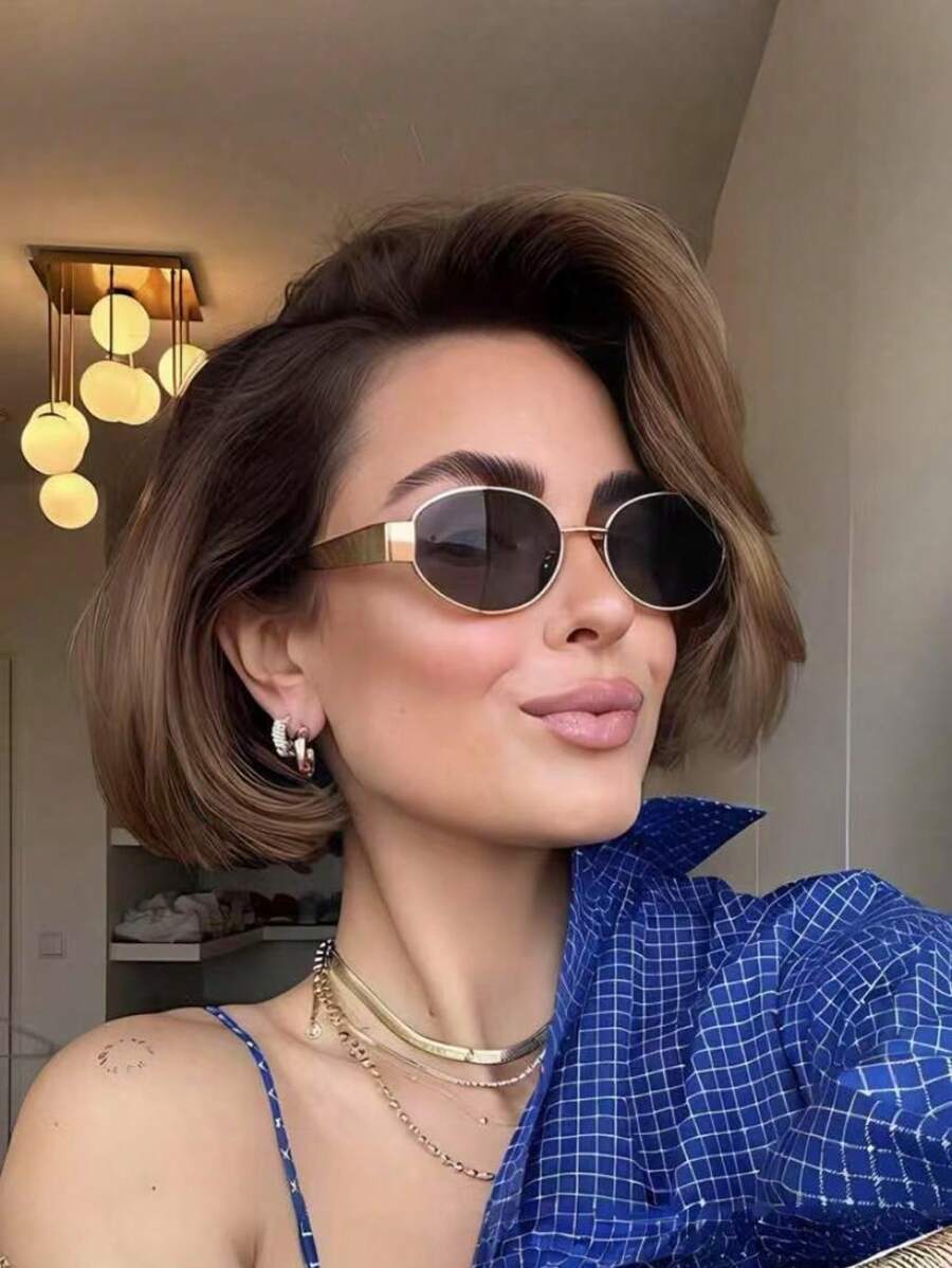 SHEIN نظارات موضة بإطار معدني يناسب الجنسين طراز فينتاج