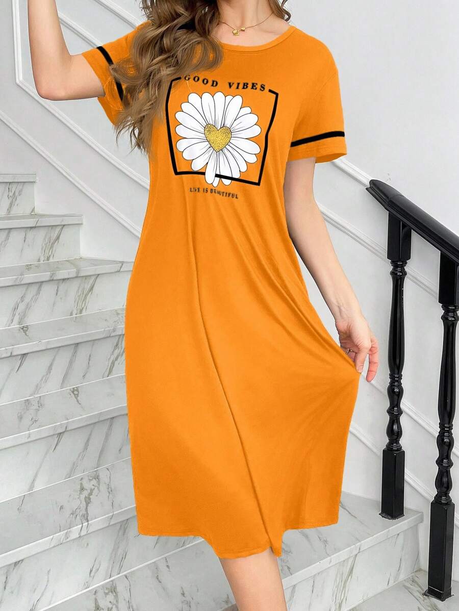 SHEIN فستان نوم كاجوال بطبعة الأقحوان