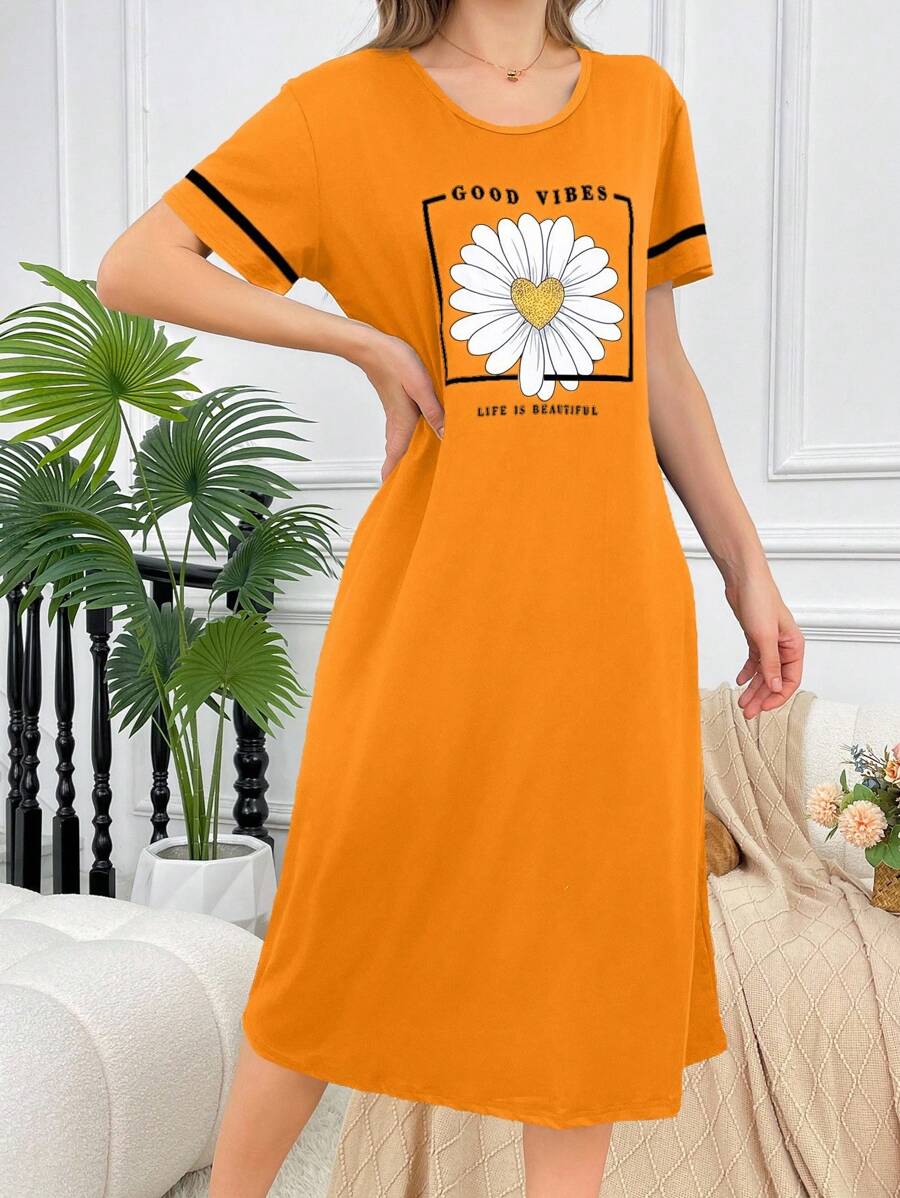 SHEIN فستان نوم كاجوال بطبعة الأقحوان