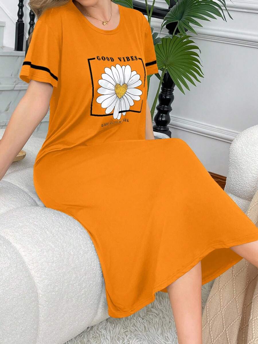 SHEIN فستان نوم كاجوال بطبعة الأقحوان