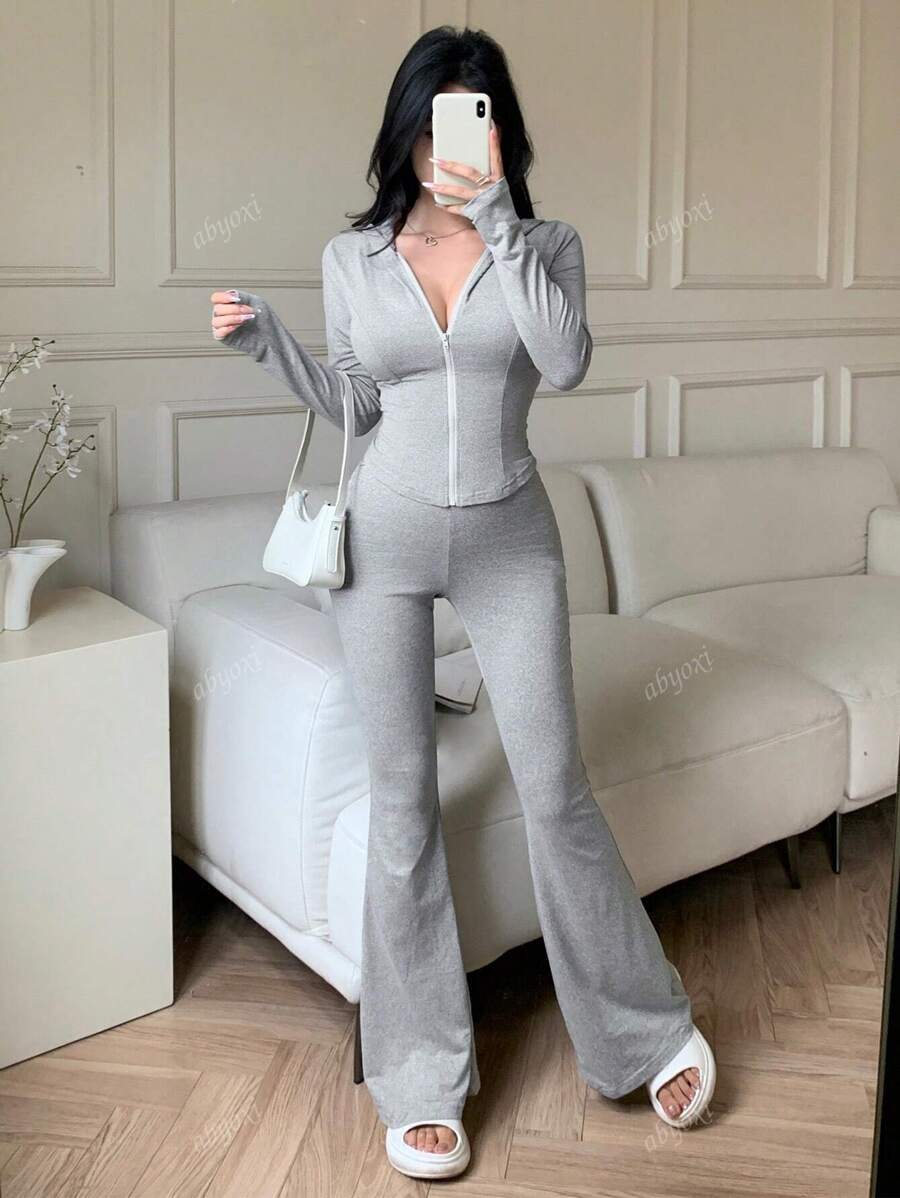 SHEIN abyoxi طقم رياضي قطعتين هودي مع بنطلون واسع