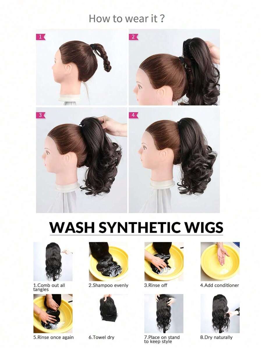 SHEIN باروكة شعر طويل 40 بوصة موجي متعدد الطبقات بمشبك