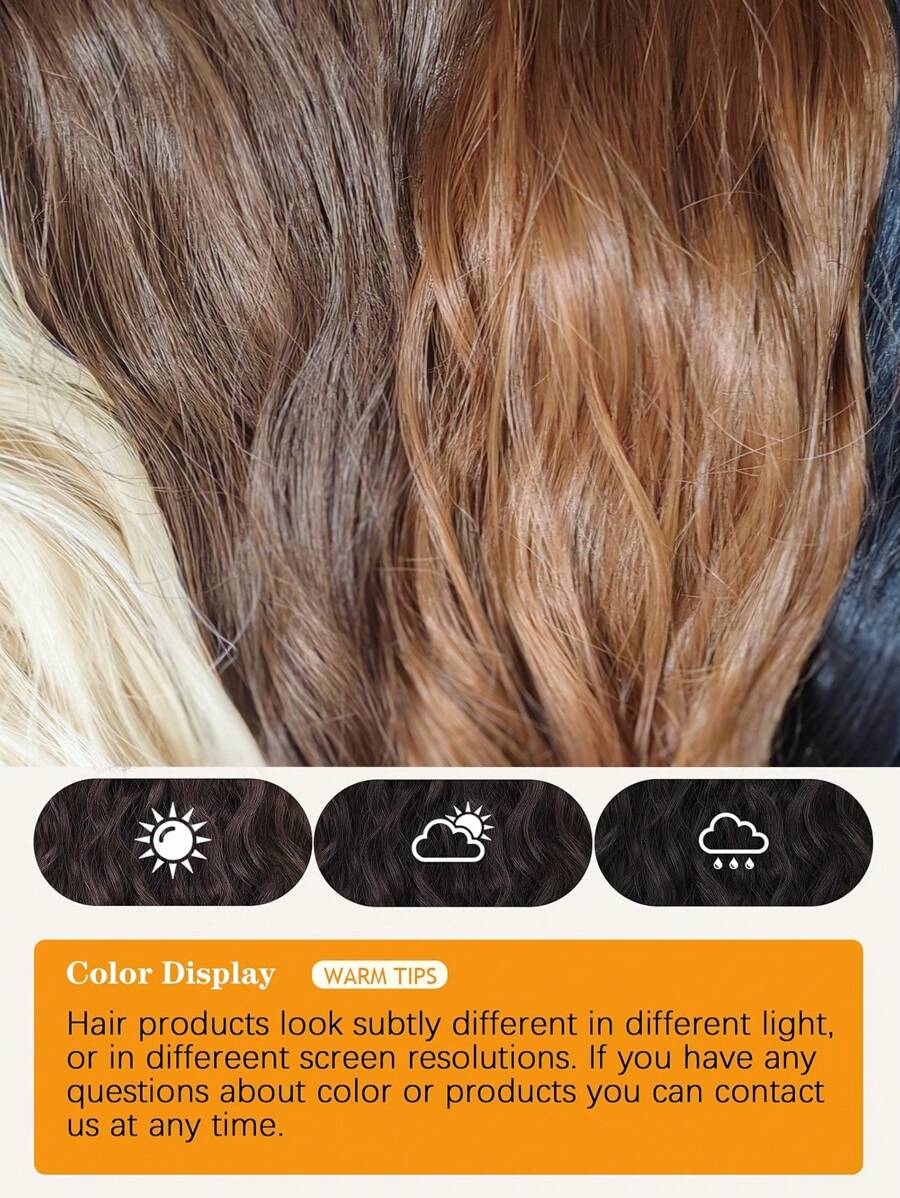 SHEIN باروكة شعر طويل 40 بوصة موجي متعدد الطبقات بمشبك