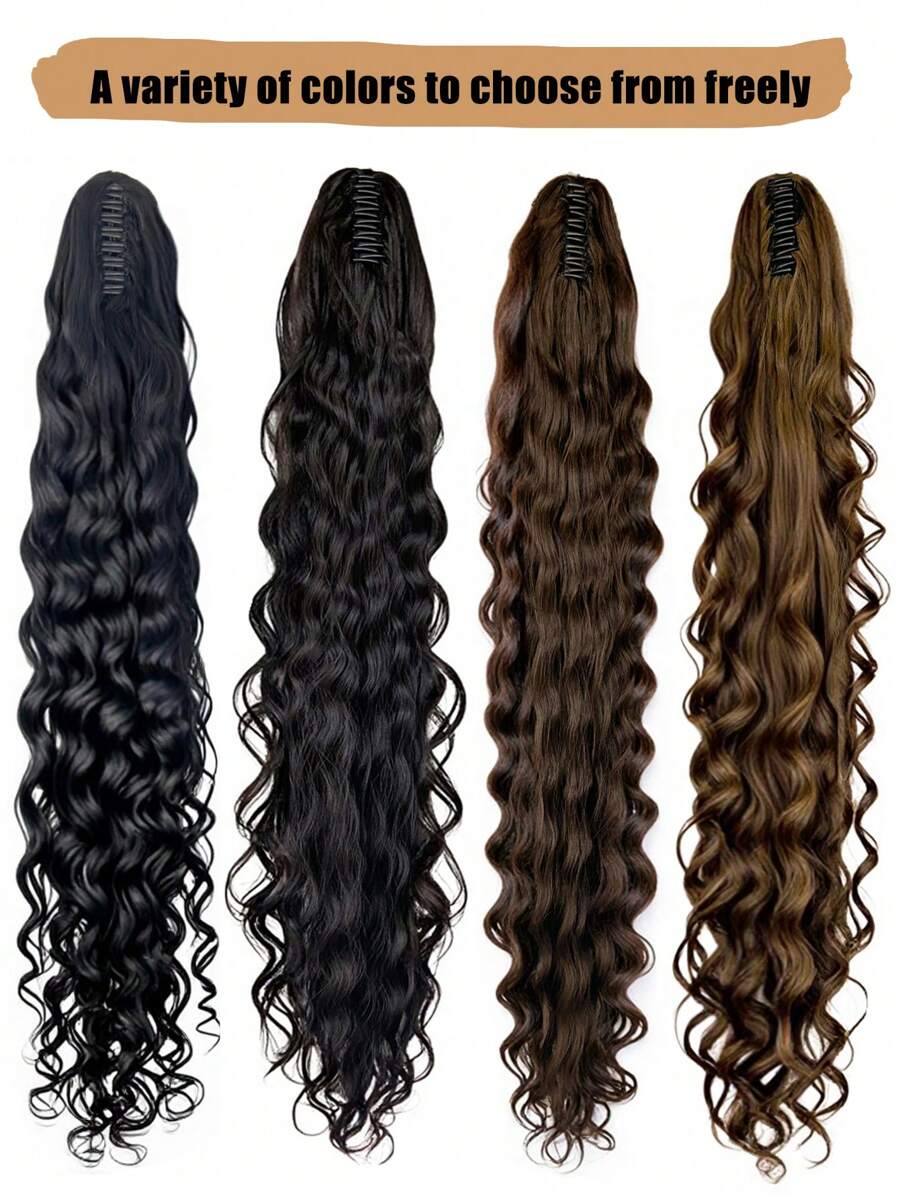 SHEIN باروكة شعر طويل 40 بوصة موجي متعدد الطبقات بمشبك