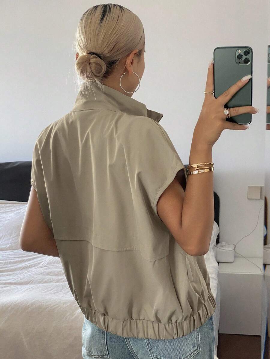 SHEIN DAZY جاكيت نسائي بياقة عالية وسحاب