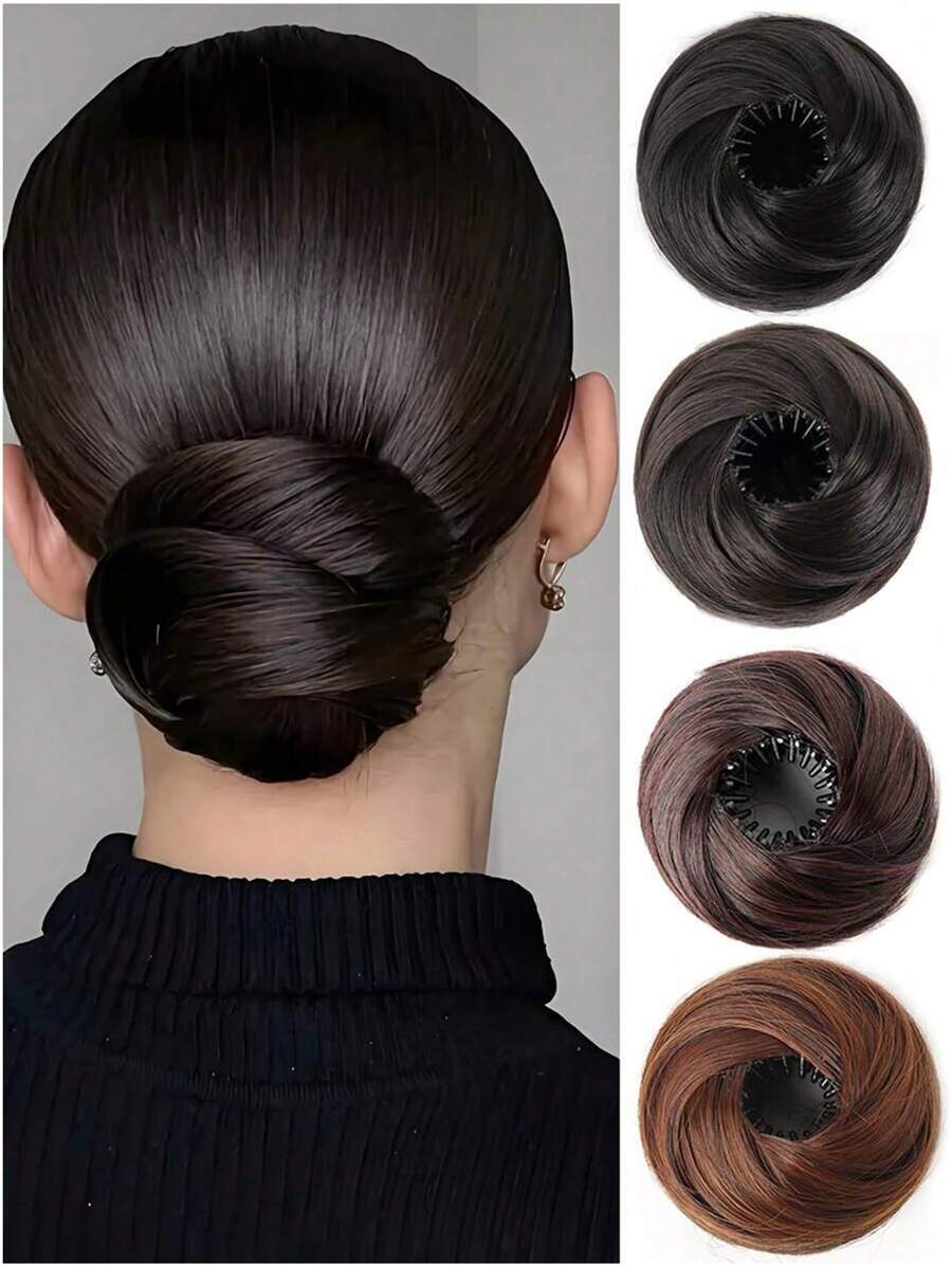 SHEIN كعكة شعر اصطناعية 4 بوصات بمشابك ألياف