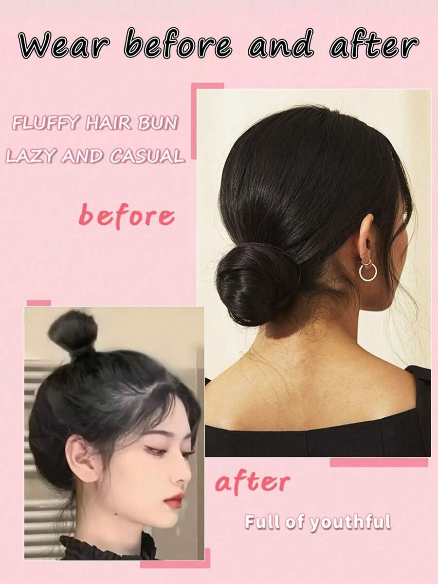 SHEIN كعكة شعر اصطناعية 4 بوصات بمشابك ألياف