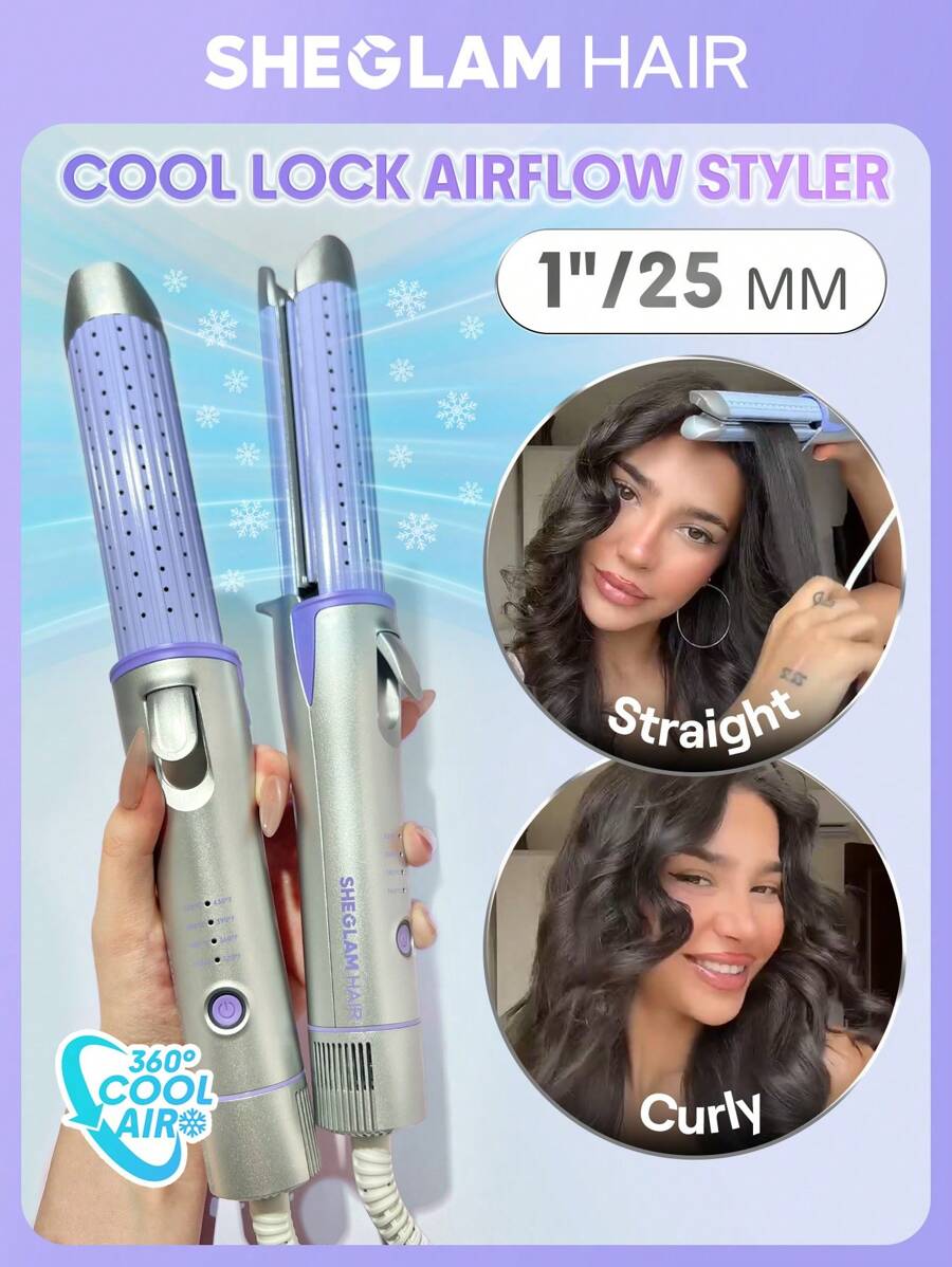 SHEGLAM Cool Lock Airflow مكواة تجعيد الشعر بأربع درجات حرارة