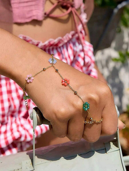 SHEIN سوار أصبع مزين بزهرة ملونة