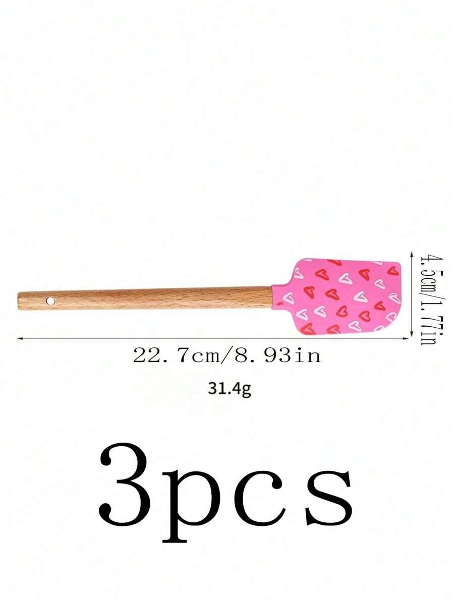 SHEIN ملعقة خلط سيليكون خشب مقاومة للحرارة