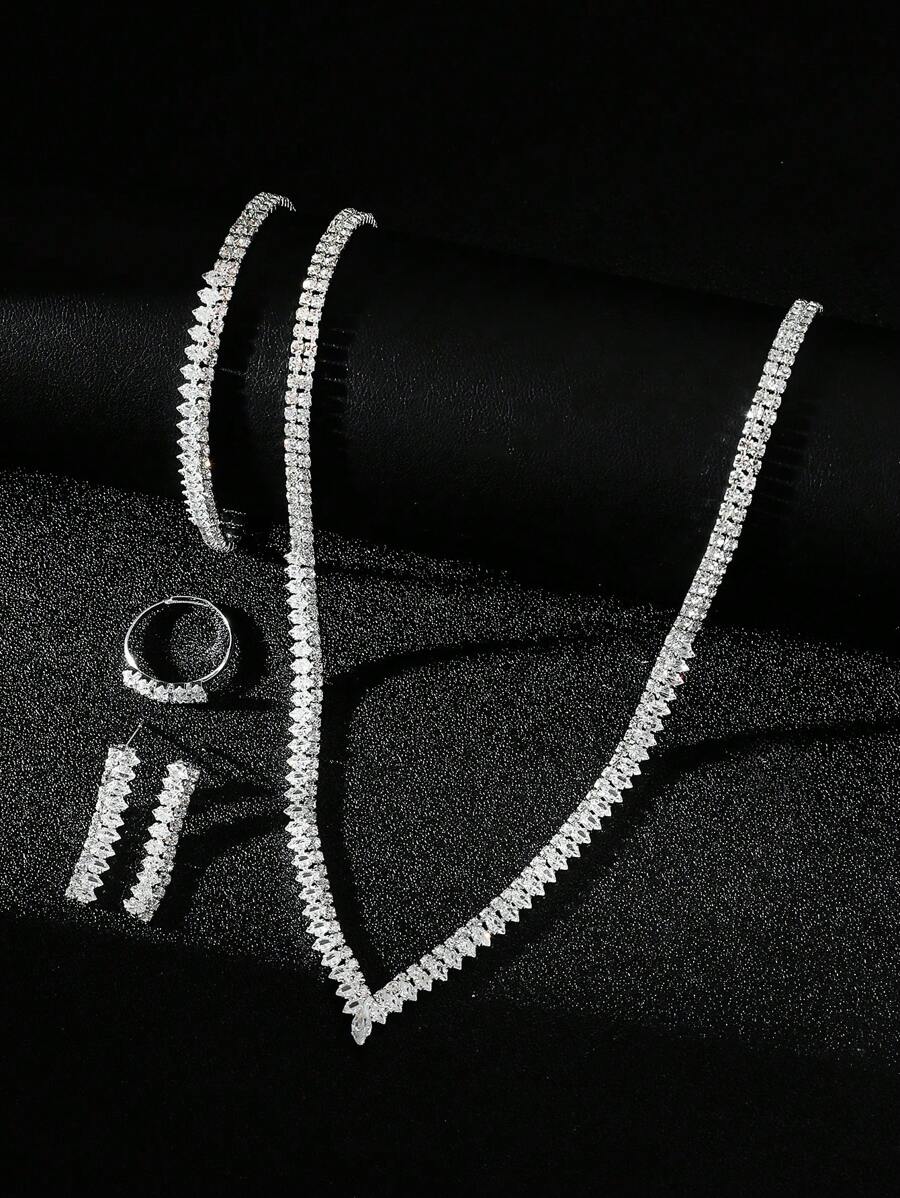 SHEIN طقم مجوهرات 4 قطع بزركونيا سكوبيك