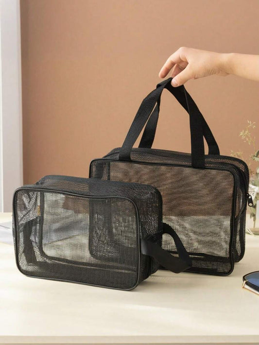SHEIN حقيبة يد شبكية سوداء شفافة من النايلون