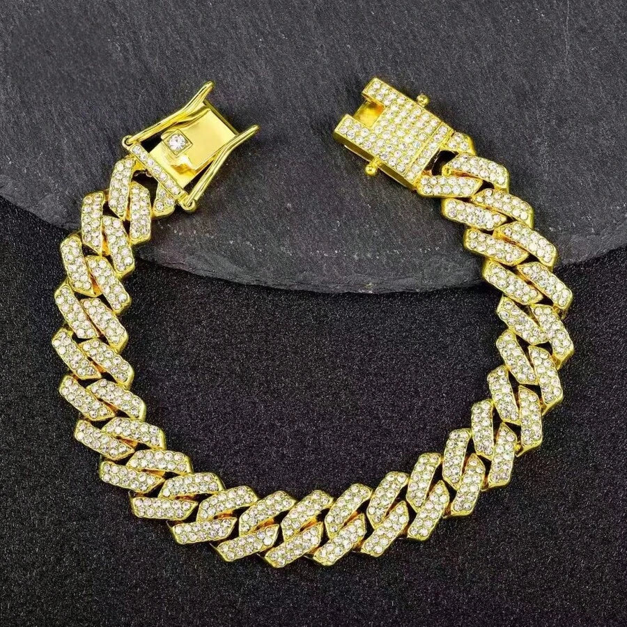 SHEIN سوار معدني ذهبي مرصع بالراين