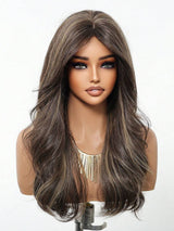 SHEIN طقم شعر مستعار 22 بوصة بني فاتح مموج
