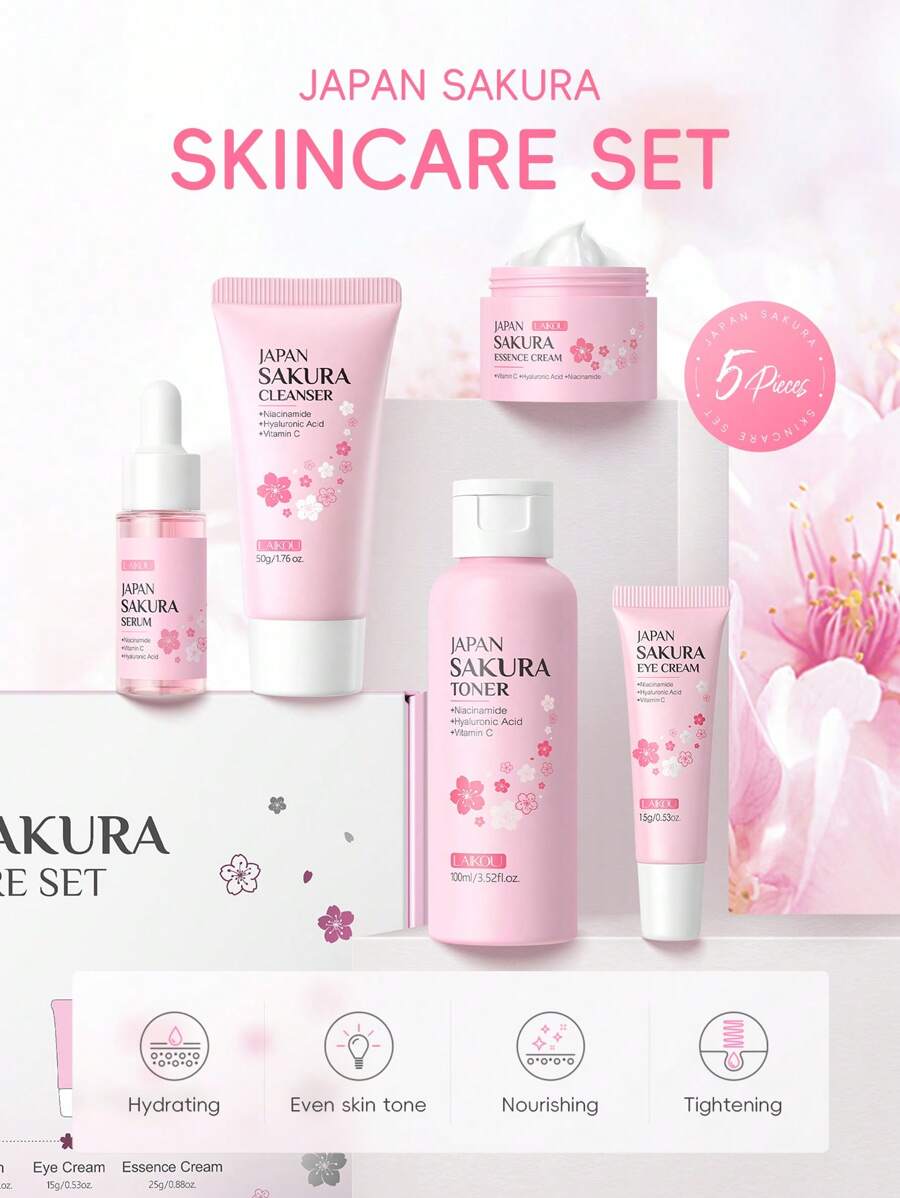 LAIKOU طقم عناية بالبشرة الكرز الياباني 5 قطع