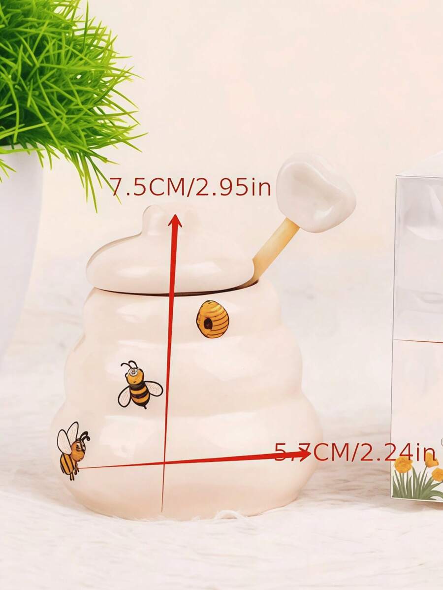 SHEIN وعاء توابل سيراميك بنمط نحلة مطبوع للتوابل
