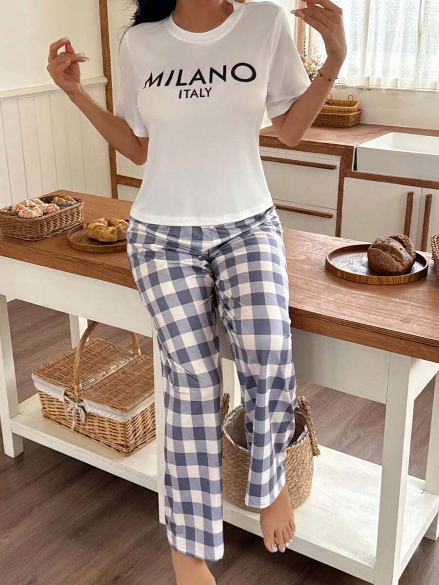 SHEIN Dream Adore مجموعة بيجامات مريحة 2 قطعة