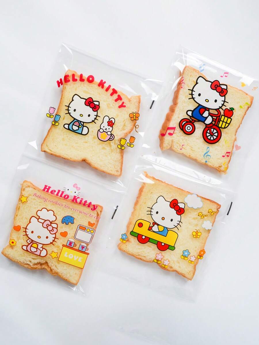 SHEIN Sanrio  كيس تغليف خبز هيلو كيتي ذاتي اللصق للمدرسة والأطعمة