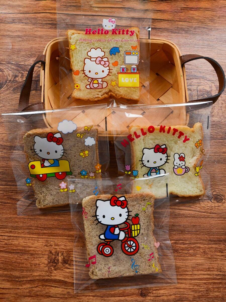 SHEIN Sanrio  كيس تغليف خبز هيلو كيتي ذاتي اللصق للمدرسة والأطعمة