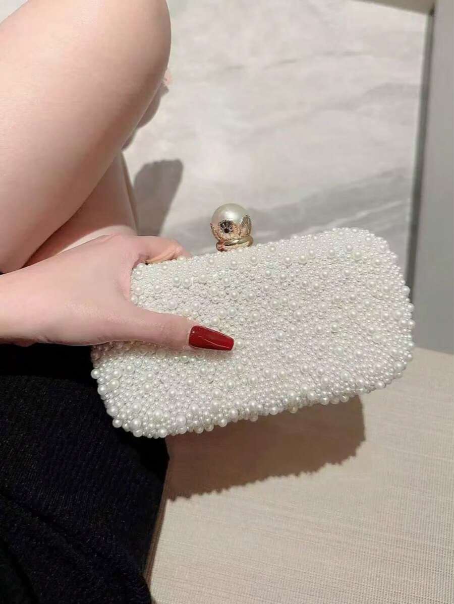 SHEIN حقيبة كلاتش لؤلؤية مربعة