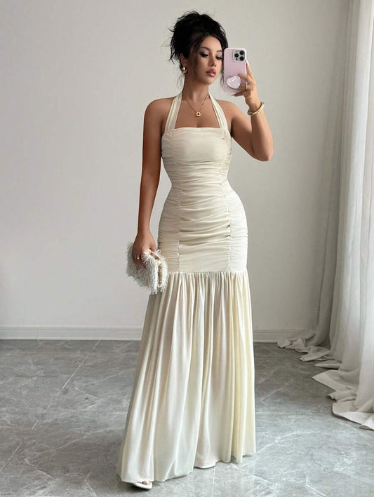 SHEIN Elenzga فستان مشمشي (بحقيبة) خصر من قماش محبوك