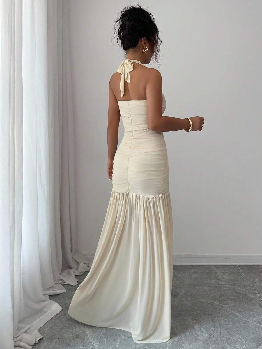 SHEIN Elenzga فستان مشمشي (بحقيبة) خصر من قماش محبوك