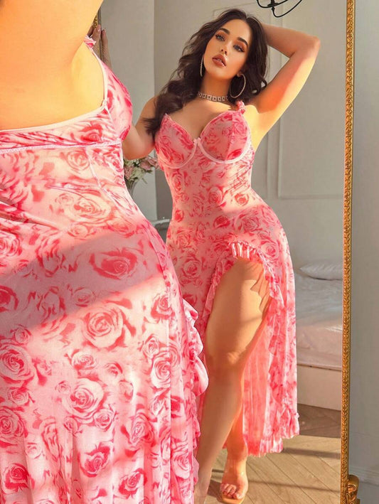 SHEIN ثوب نوم وردي بشق عالي