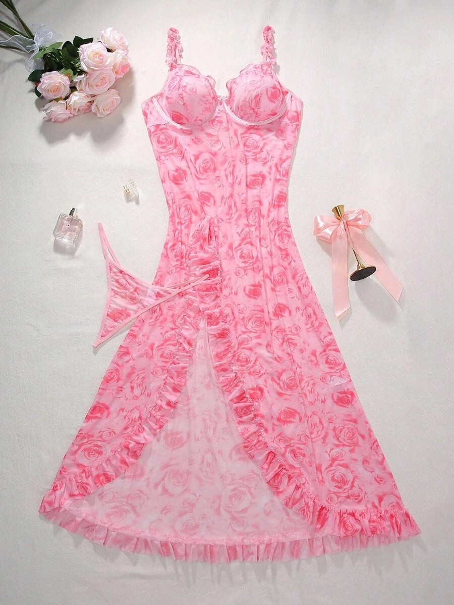 SHEIN ثوب نوم وردي بشق عالي