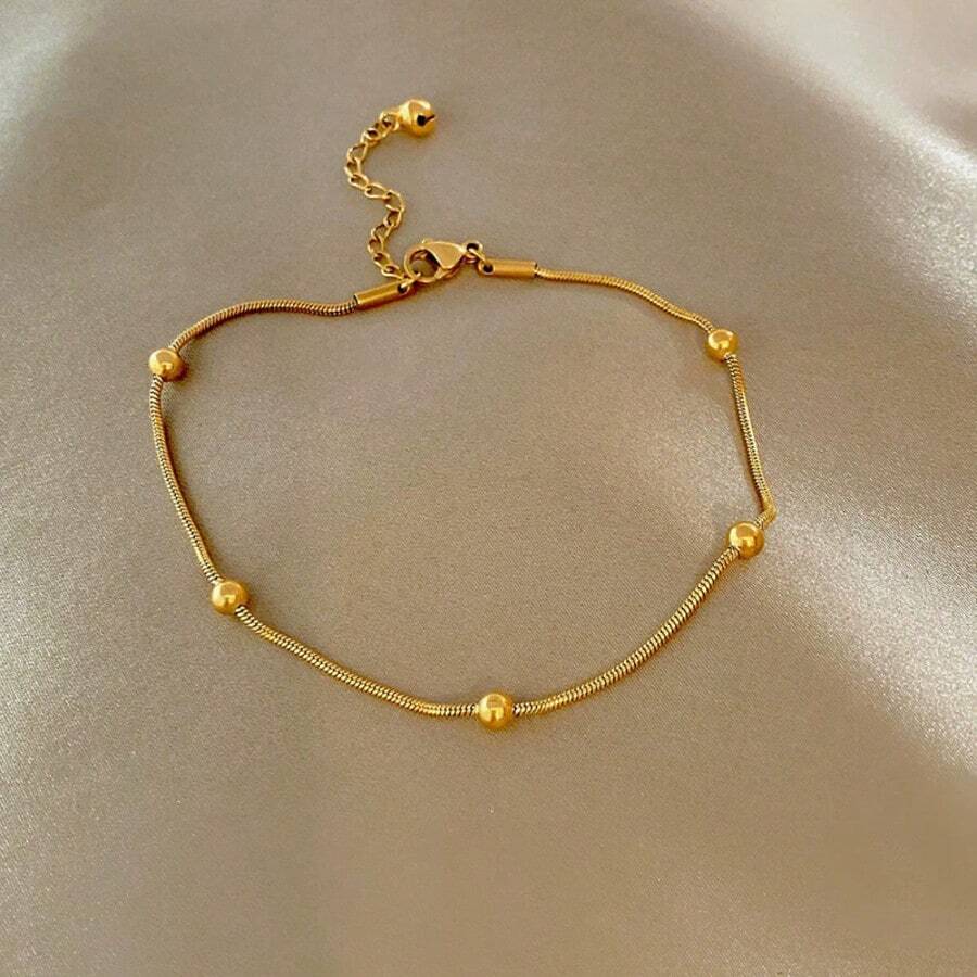 SHEIN سوار كاحل من الفولاذ المقاوم للصدأ مطلي بالذهب